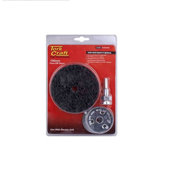 Tork Craft - Face off Disc & Arbor 100mm Carded for Drill - 2 Pack