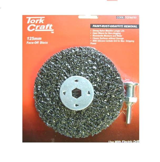 Tork Craft - Face off Disc and Arbor 125mm Carded for Drill - 2 Pack