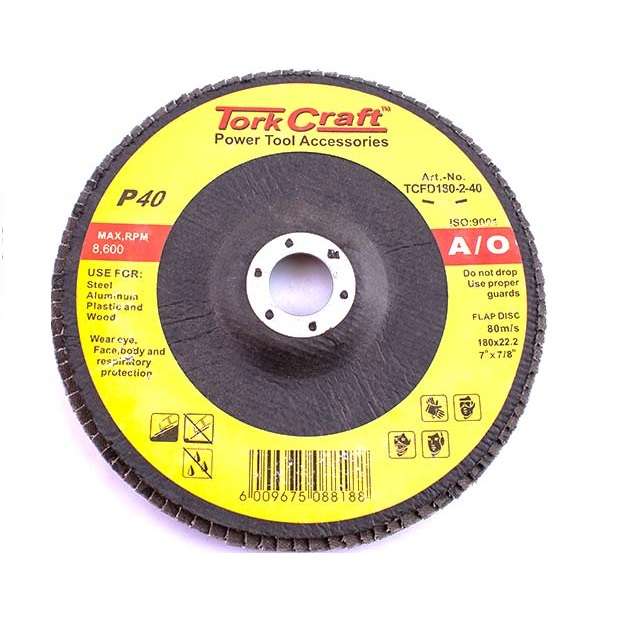 Tork Craft - Flap Disc 180mm 15 Deg.Angle 40Grit A/O - 2 Pack