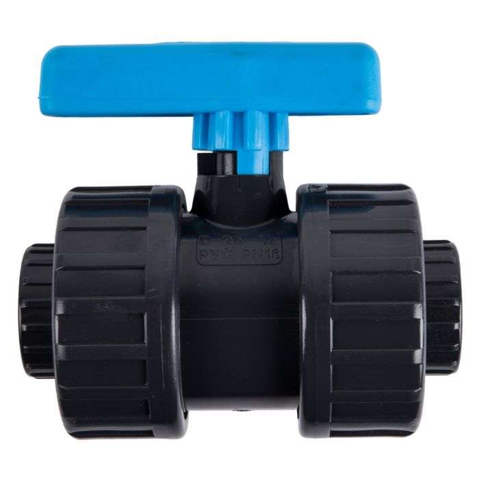 Bulk Pack x 2 PVC Double Union Bsp Ball Valve - 1-1/4