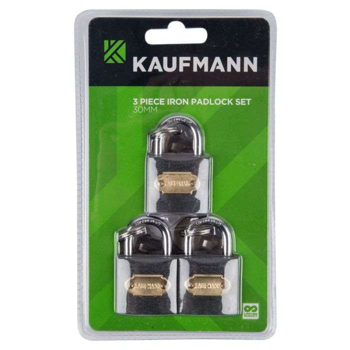 Kaufmann - Steel Lock Set 3 Piece 30mm - 2 Pack