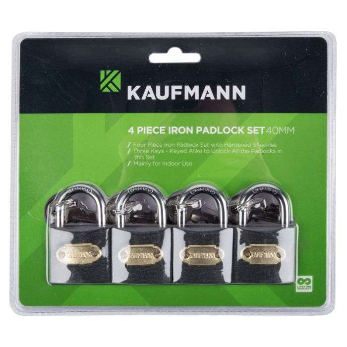 Kaufmann - Lock - Security - Steel - 40mm - 4 Piece - Bulk Pack of 2