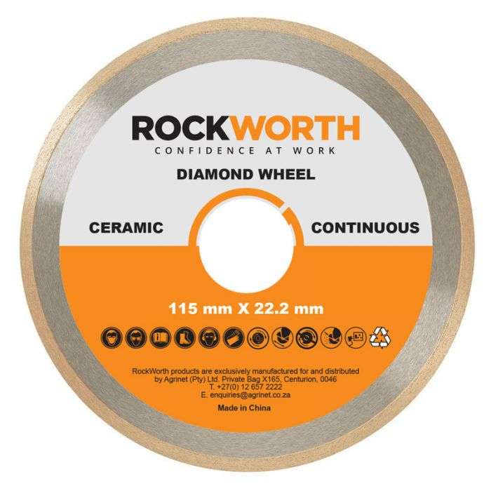Rockworth - Diamond Wheel - Continuous Rim - 230mm - Bulk Pack of 2