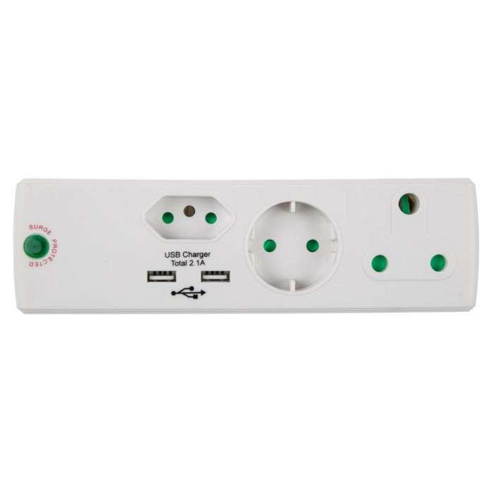 Nexus - Adaptor Surge 1X16A 1X5A 1Xschuko 2Xusb Pp - 2 Pack