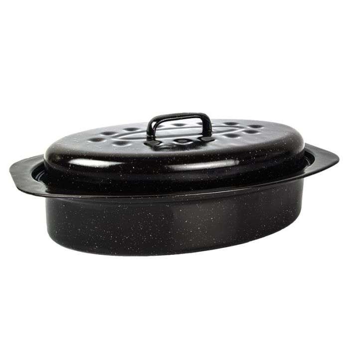 Kaufmann Enamel Coated Oval Pan with Lid - 3.0 Litre