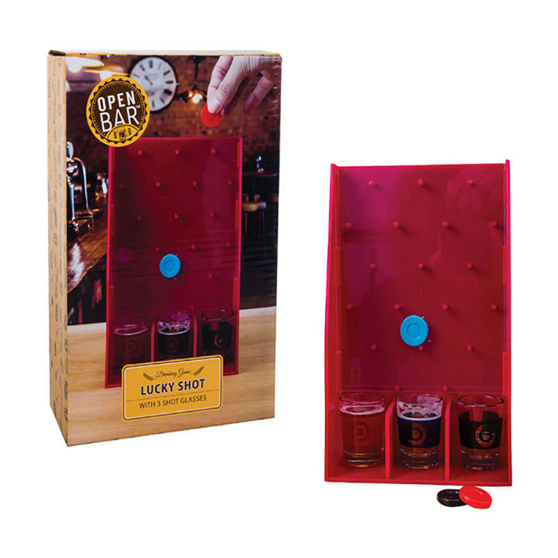 Lucky Shot Drinking Game - 3 Shot Glasses - Red