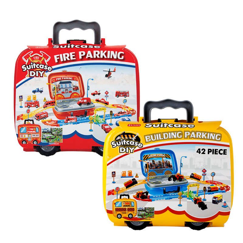 Fire Parking Set - Childrens Car Toy - Assorted Colours - DIY - 2 Pack