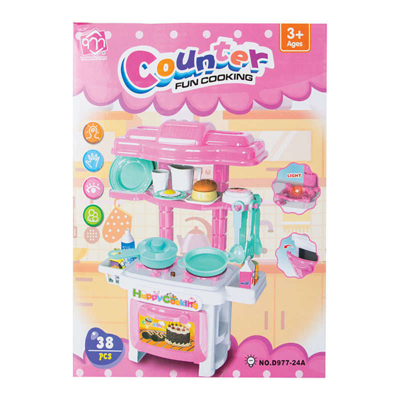 Kitchen Stove Set - BPA-Free Plastic - Pink & Turquoise - 38 Piece - 2 Pack