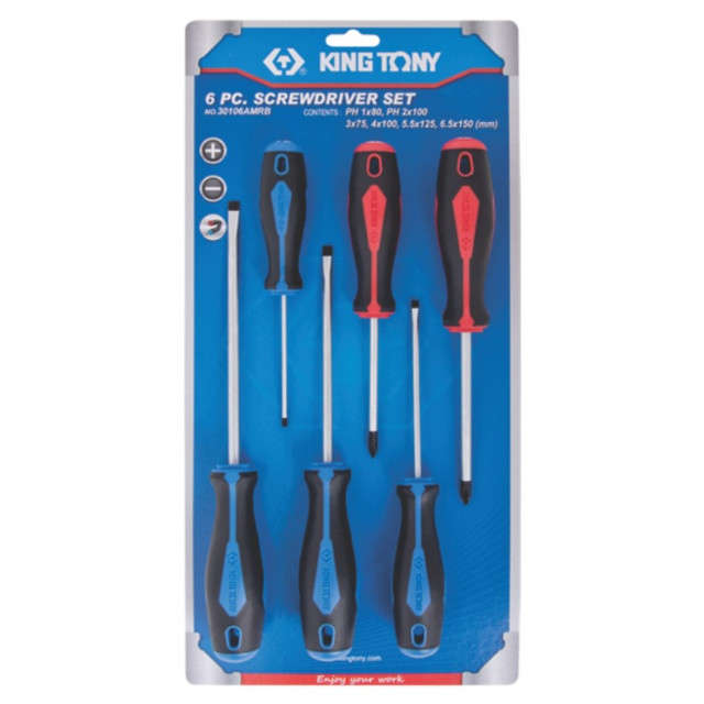 King Tony - Screwdriver Set 6 Piece Blister Card