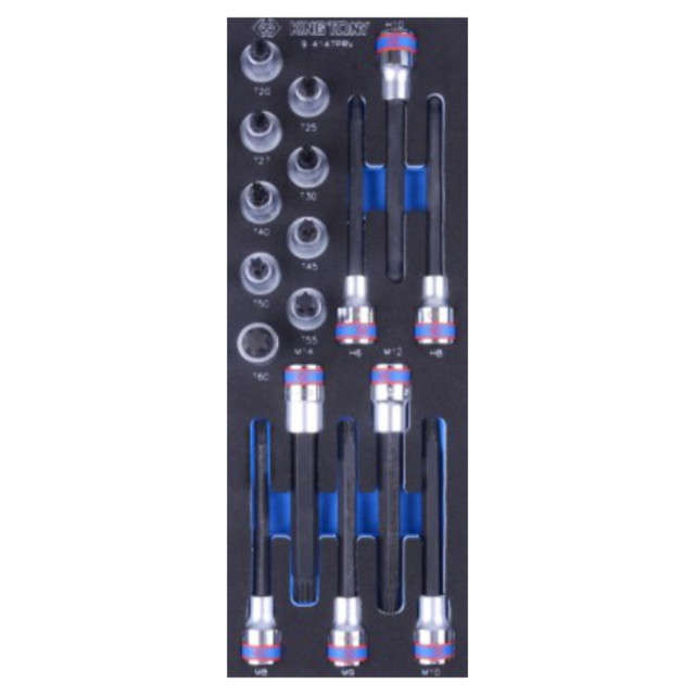 King Tony - Socket Set 1/2 Hex - Torx & Spline Bits 17 Piece