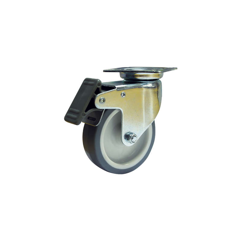 Castor Wheel - Rubber With Brake - 75mm - 2 Pack
