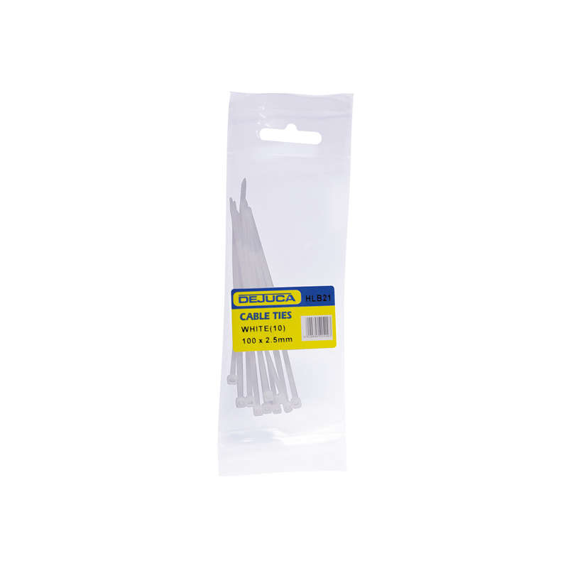 Dejuca - Cable Ties - Natural - 100mm X 2.5mm - 10/pkt