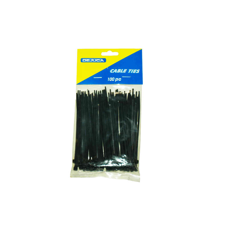 Dejuca - Cable Ties - Black - 100mm X 2.5mm - 100/pkt - 2 Pack