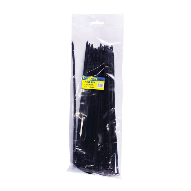 Dejuca - Cable Ties - Black - 300mm X 4.7mm - 50/pkt - 2 Pack
