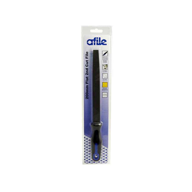 Afile - Flat 2nd Cut File - Handled - 200mm