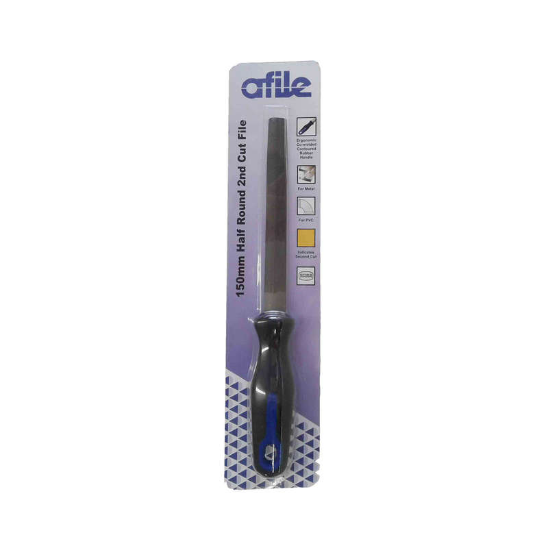 Afile - Half Round 2nd Cut File - Handled - 150mm