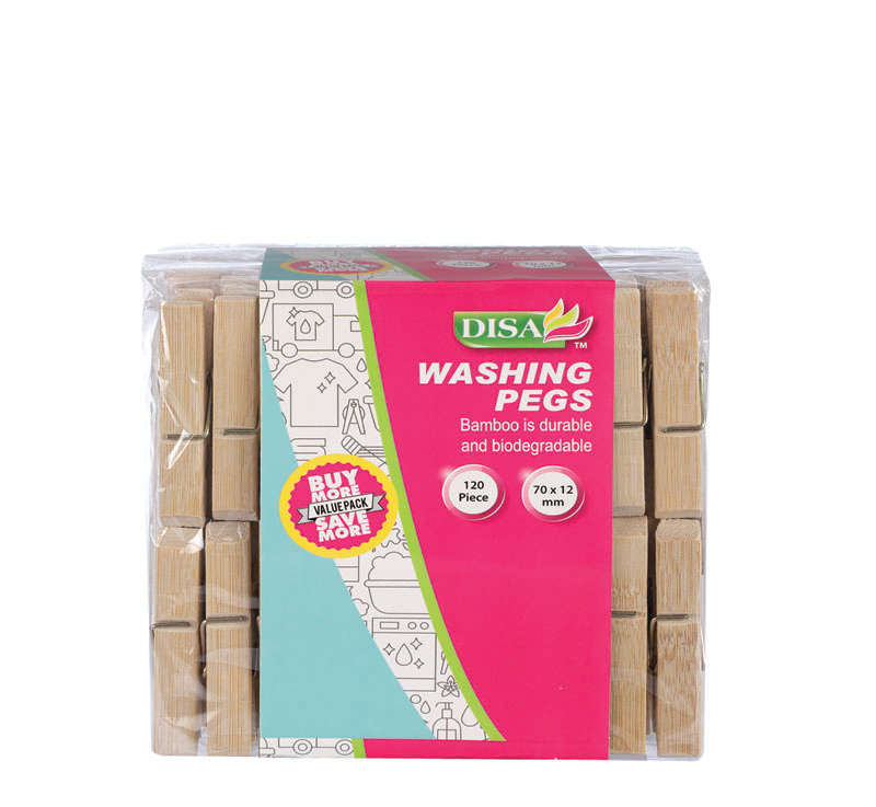 Washing Pegs - Household Accessories - Bamboo - 70 mm - 120 Piece - 2 Pack