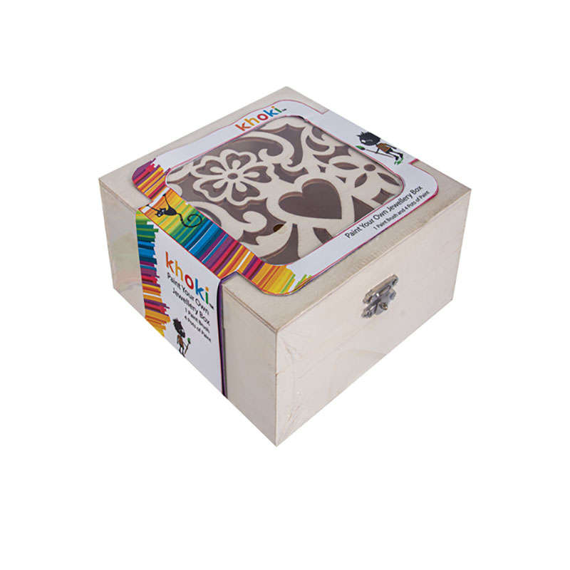 Paint Your Own Jewellery Box - Heart & Flower Design - Brown - 2 Pack