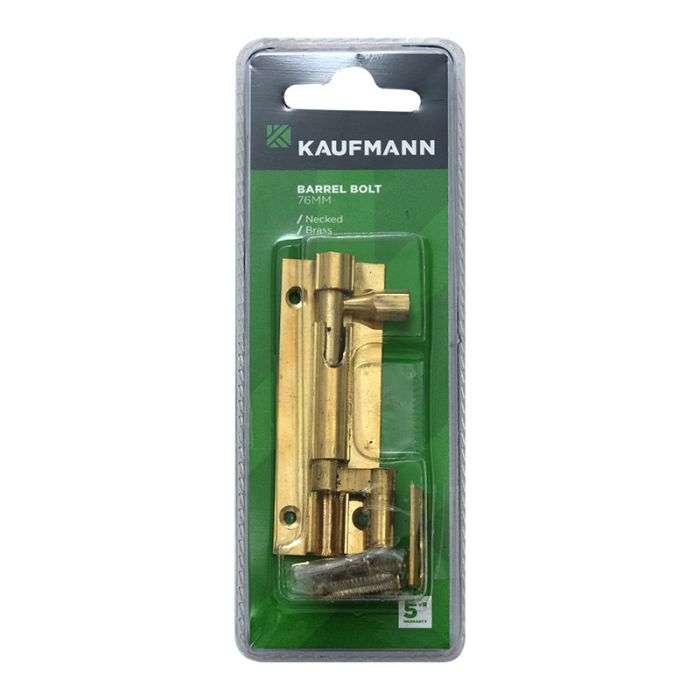 Kaufmann - Barrel Bolt 76mm Solid Brass Necked - 2 Pack