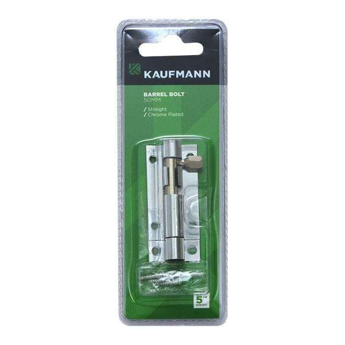 Kaufmann - Barrel Bolt 50mm Chr Plated Straight - 2 Pack