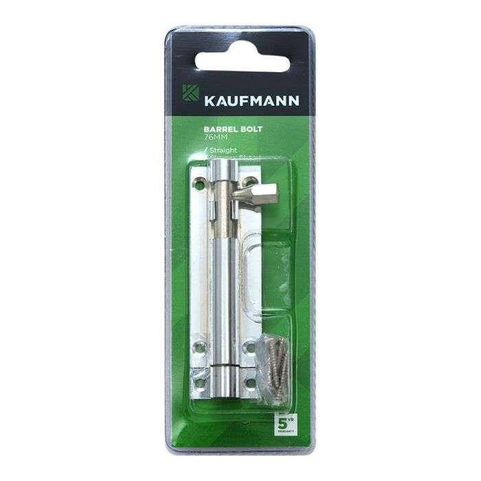 Kaufmann - Barrel Bolt 76mm Chr Plated Straight - 2 Pack