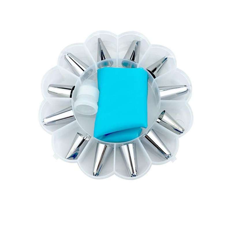 Silicone Icing Cake Decorating Set - 12 Stainless Steel Nozzles - 2 Pack