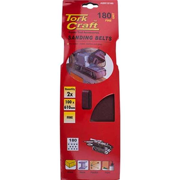 Sanding Belt 100x610mm 180Grit 2 Piece - 2 Pack