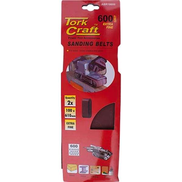 Sanding Belt 100x610mm 600Grit 2 Piece - 2 Pack