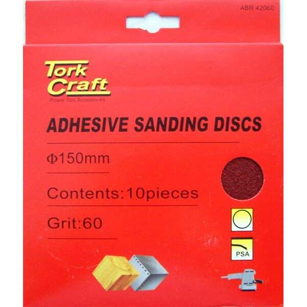 Sanding Disc Psa 150mm 60 Grit No Hole 10 Piece - 2 Pack