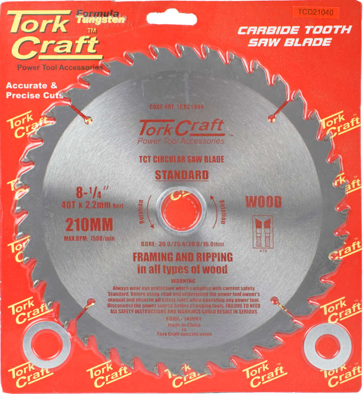 Tork Craft - Blade - 210mm x 40T - 30mm x 20mm x 16mm x 1mm - 2 Pack