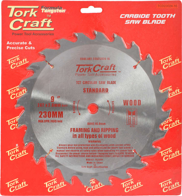Tork Craft - Blade Tct 230 x 24T 16mm General Purpose Rip - 2 Pack