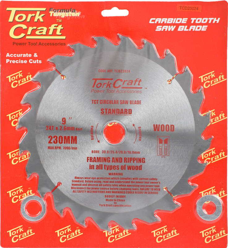 Tork Craft - Blade Tct 230 x 24T 30/1/20/16 General Purpose Rip - 2 Pack