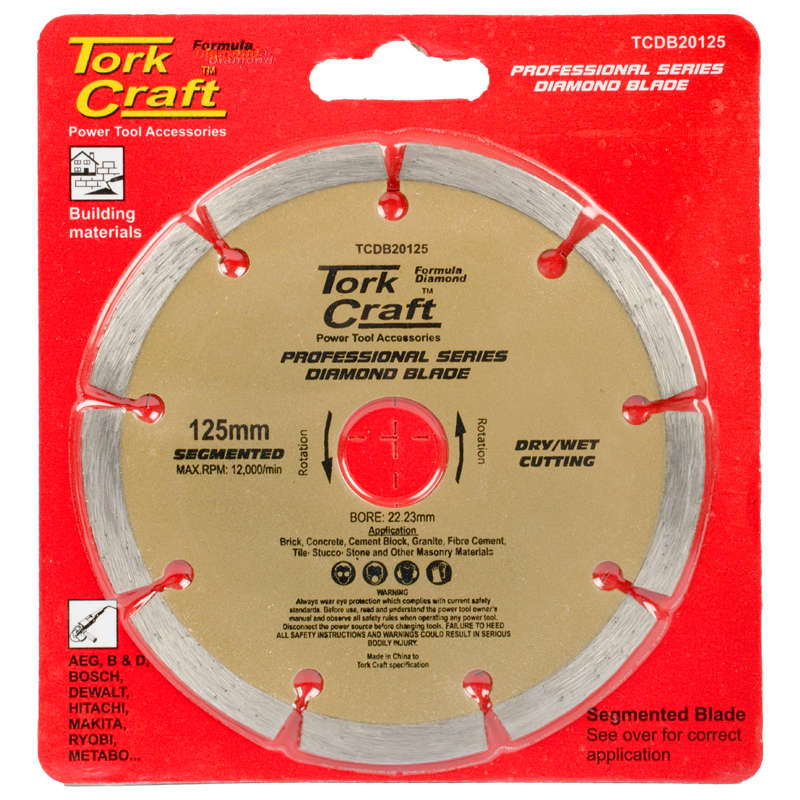 Tork Craft - Diamond Blade Segmented 125 x 22.22mm Sintered - 2 Pack