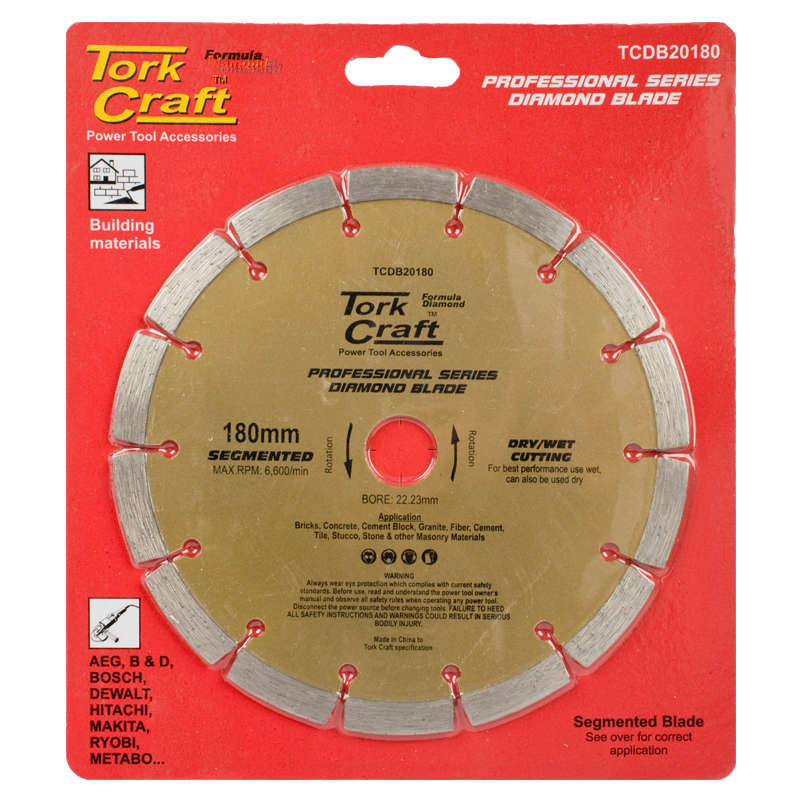 Tork Craft - Diamond Blade 180mm Segmented Profesional - 2 Pack