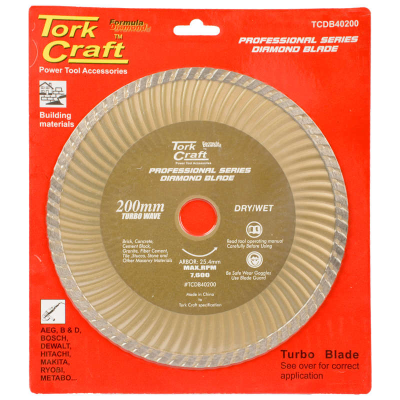 Tork Craft - Diamond Blade 200 x 25.4mm Turbo - 2 Pack