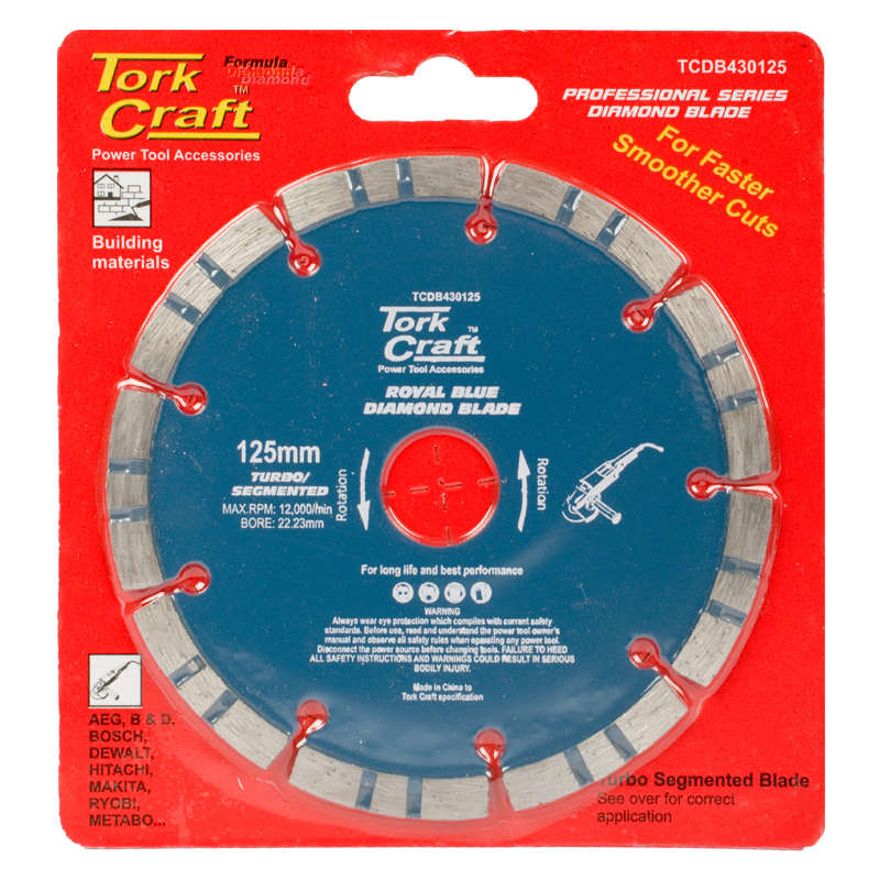 Tork Craft - Diamond Blade 125 x 22.22mm Turbo/Segm.Laser - 2 Pack