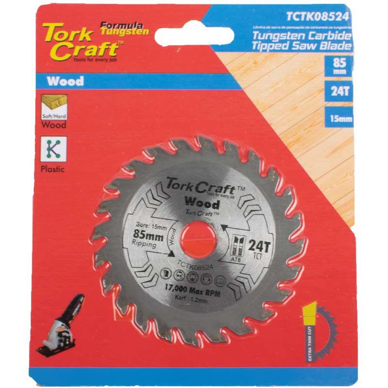 Tork Craft - Tct Saw Blade 85mm x 1.2mm x 15mm x 24T Wood - 2 Pack
