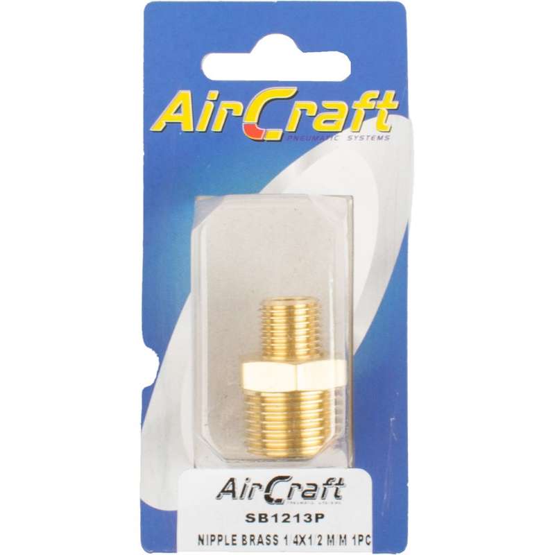 Aircraft - Nipple Brass 1/4 x 1/2 M/M 1 Piece Pack - 2 Pack