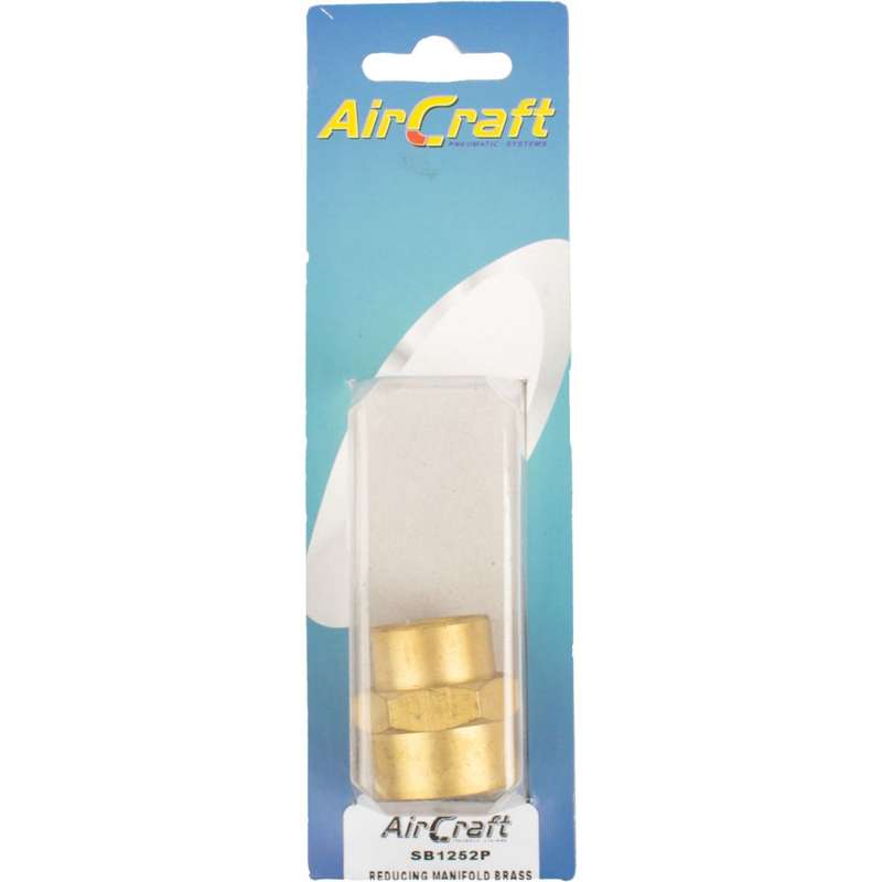 Aircraft - Reducing Manifold Brass 1/2 x 3/4 F/F 1 Piece Pack - 2 Pack