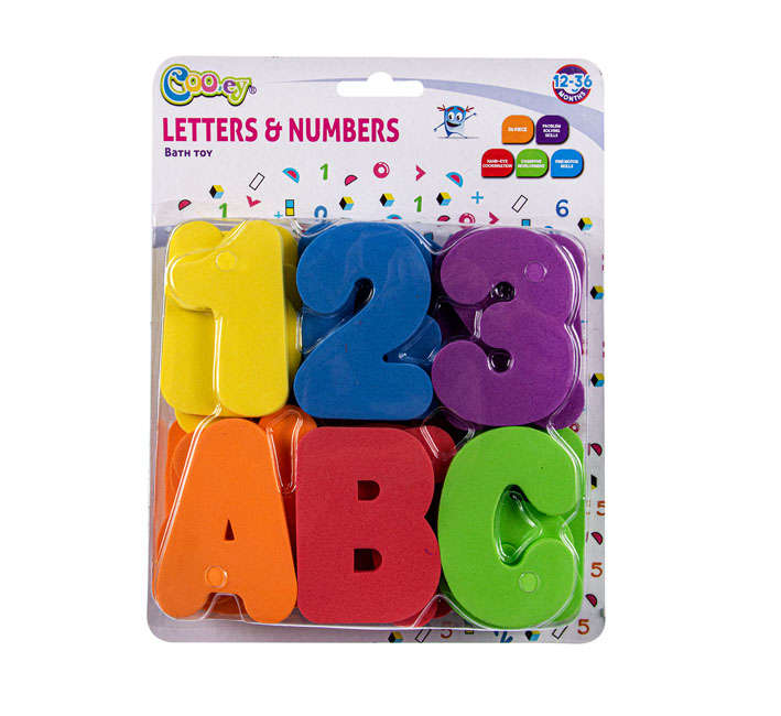 Bath Toy - Letters & Numbers - Assorted Colours - 36 Pieces