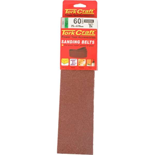 Tork Craft - Sanding Belt - 2 Piece - 75mm x 610mm - 60 Grit - 2 Pack
