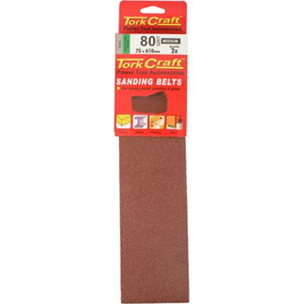 Tork Craft - Sanding Belt - 2 Piece - 75mm x 610mm - 80 Grit - 2 Pack