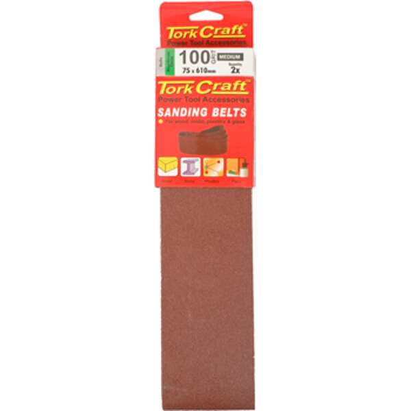 Tork Craft - Sanding Belt - 2 Piece - 75mm x 610mm - 100 Grit - 2 Pack