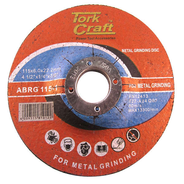 Tork Craft - Grinding Disc - For Steel - 115mm x 6.0mm x 22.22mm - 2 Pack