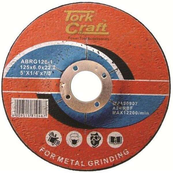 Tork Craft - Grinding Disc - For Steel - 125mm x 6.0mm x 22.22mm - 2 Pack