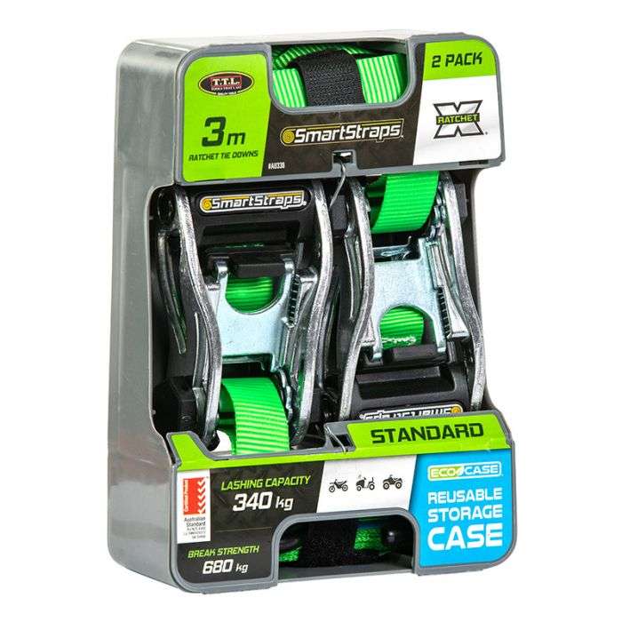 Ratchet Tie Down Pad 3.00M 2Piece Green