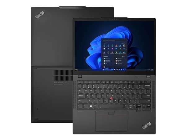 Front-view of Lenovo ThinkPad X13 Gen 5 laptop overlapping Lenovo ThinkPad X13 Gen 5 Laptop in rear-view