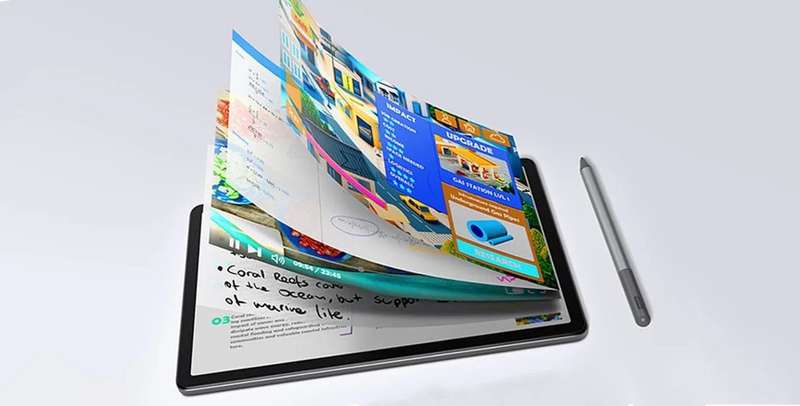Notes being taken on Lenovo Tab M11 tablet with optional pen 