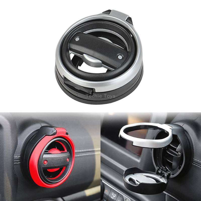 For Jeep Wrangler JK 2007-2017 JL / JT 2018+ Car Air Conditioner Air Vent Water Cup Holder (Silver)