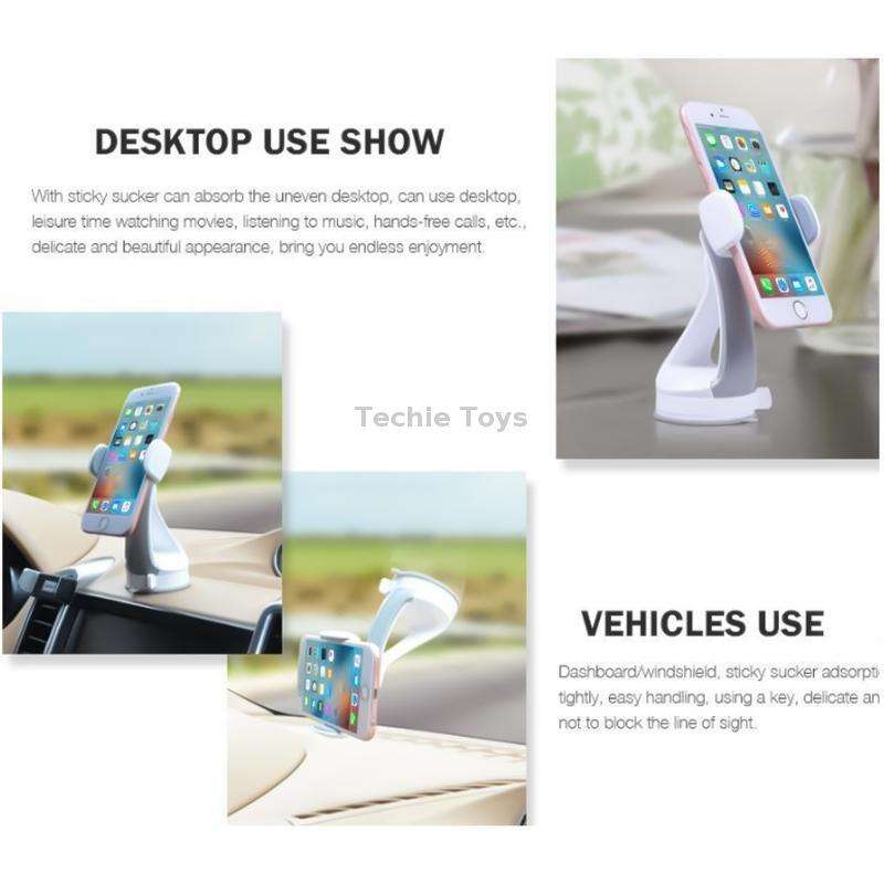 GB-452 Universal Car Suction Cup Mount Bracket Phone Holder (White)